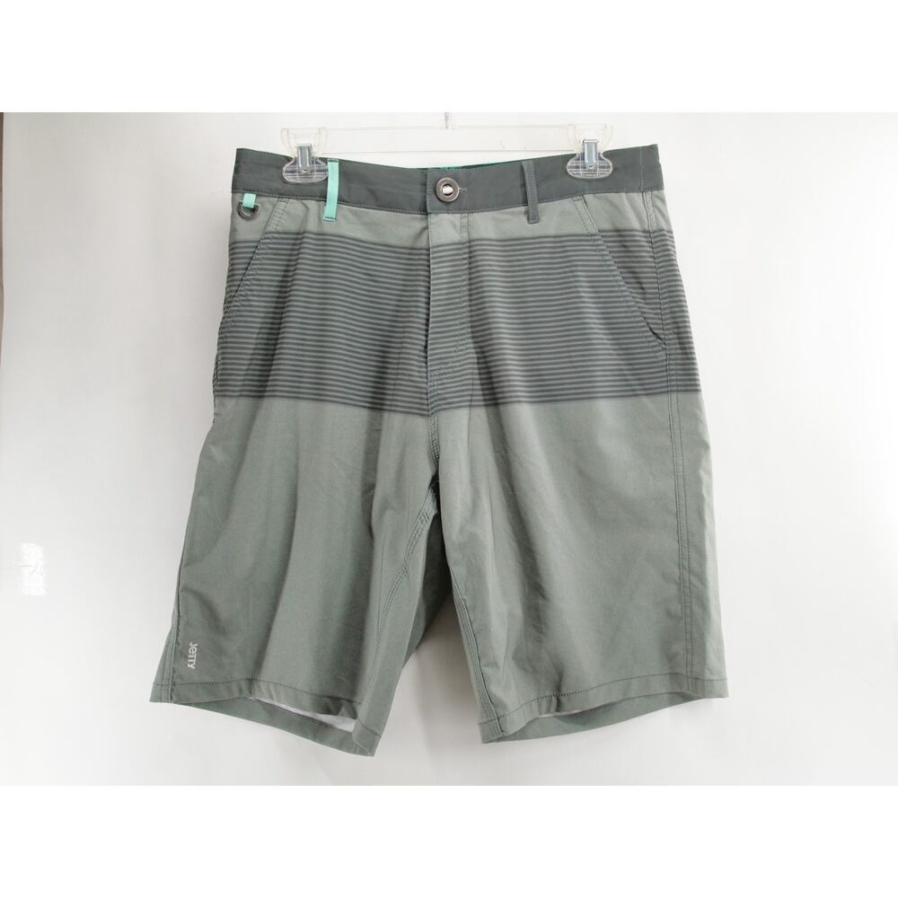 Jetty Supply Co Shorts Casual Gray Stripes Mens 30 10" Inseam Polyester Blend